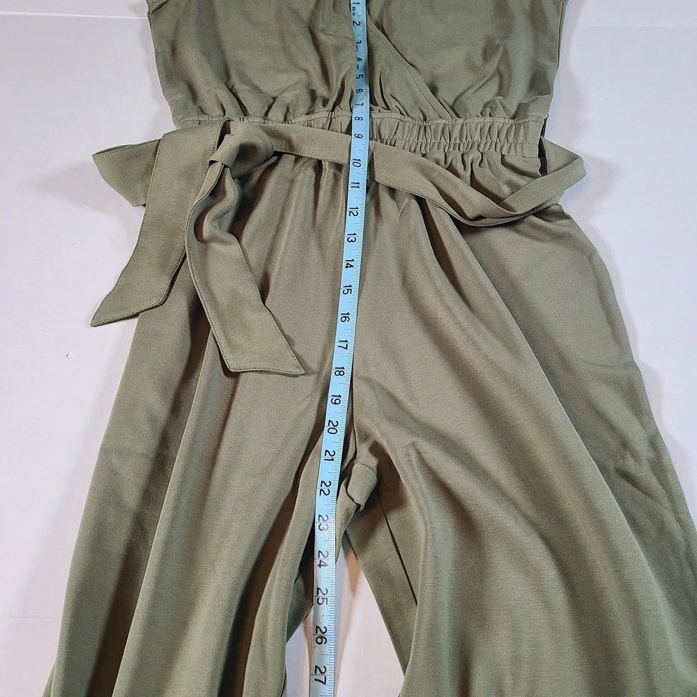 The Drop Elegant Caralynmirand Sleeveless Belted M Olive Green  Jumpsuit NWT - Picture 12 of 13